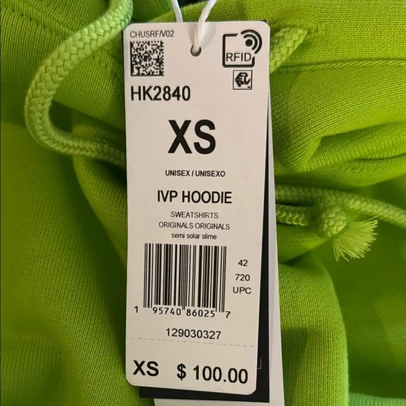 NWT IVY PARK x Adidas Lime Green Hoodie XS - Picture 7 of 8
